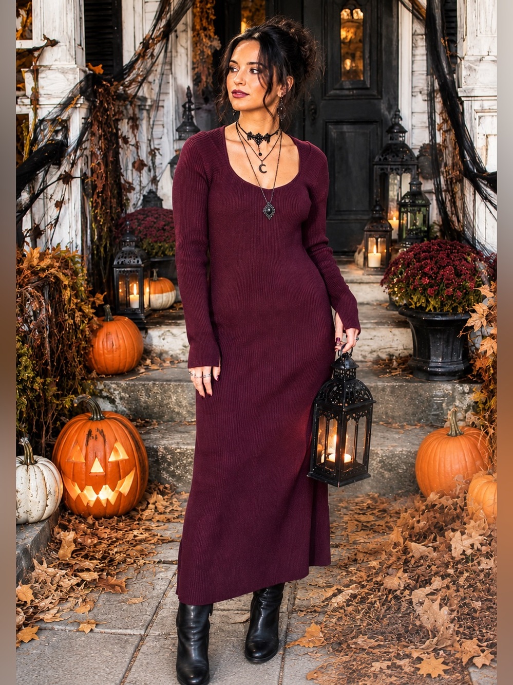 Baltic Born Burgundy Ribbed Maxi Dress